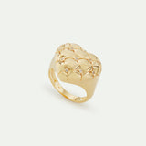 Quilted Gold Heart and Crystal Heart Cocktail Ring