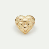 Quilted Gold Heart and Crystal Heart Cocktail Ring