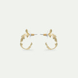 Gold-Plated Acanthus Leaf Hoop Earrings