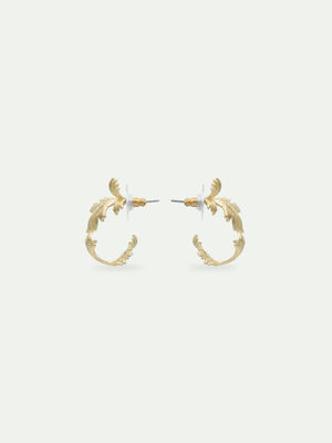 Gold-Plated Acanthus Leaf Hoop Earrings