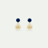 Sun King and Round Blue Stone Post Earrings