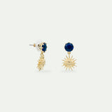 Sun King and Round Blue Stone Post Earrings