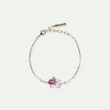 Violet Flower Beaded Fine Bracelet