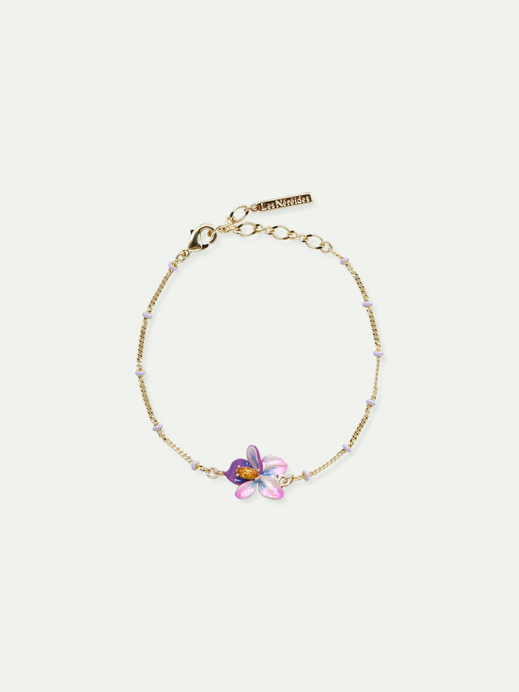 Violet Flower Beaded Fine Bracelet