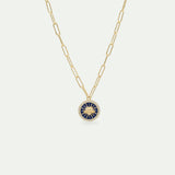 Sun King Blue Medal Chain Necklace