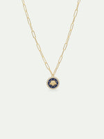 Sun King Blue Medal Chain Necklace