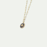 Sun King Blue Medal Chain Necklace