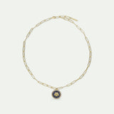 Sun King Blue Medal Chain Necklace