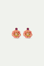 Pink Anemone and Crystal Sleeper Earrings
