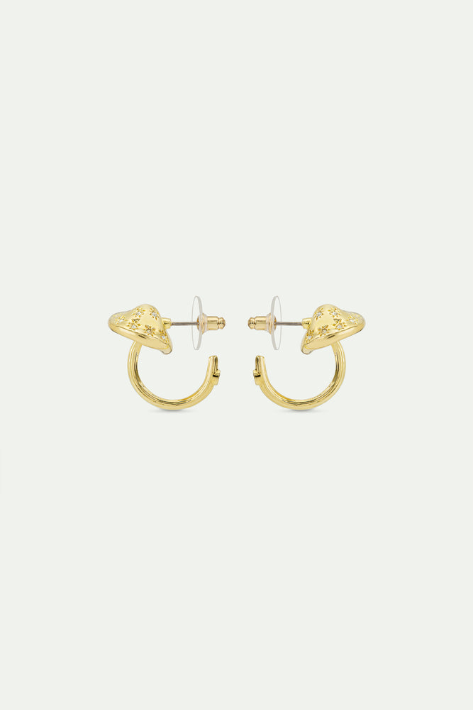 Mushroom Gold Hoop Post Earrings