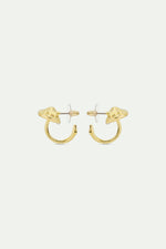 Mushroom Gold Hoop Post Earrings
