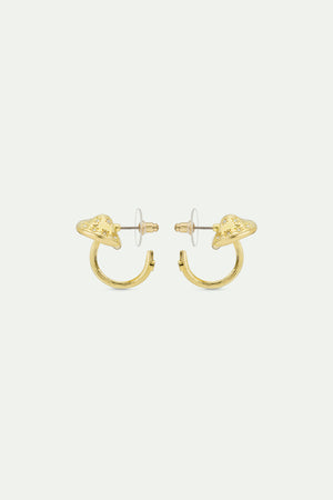 Mushroom Gold Hoop Post Earrings