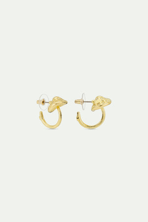 Mushroom Gold Hoop Post Earrings
