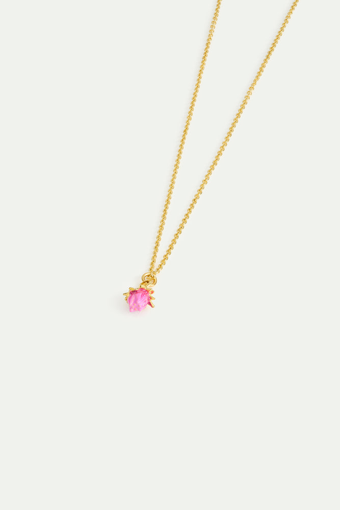Rosebud and White Crystal Pendant Necklace