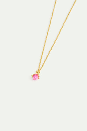 Rosebud and White Crystal Pendant Necklace