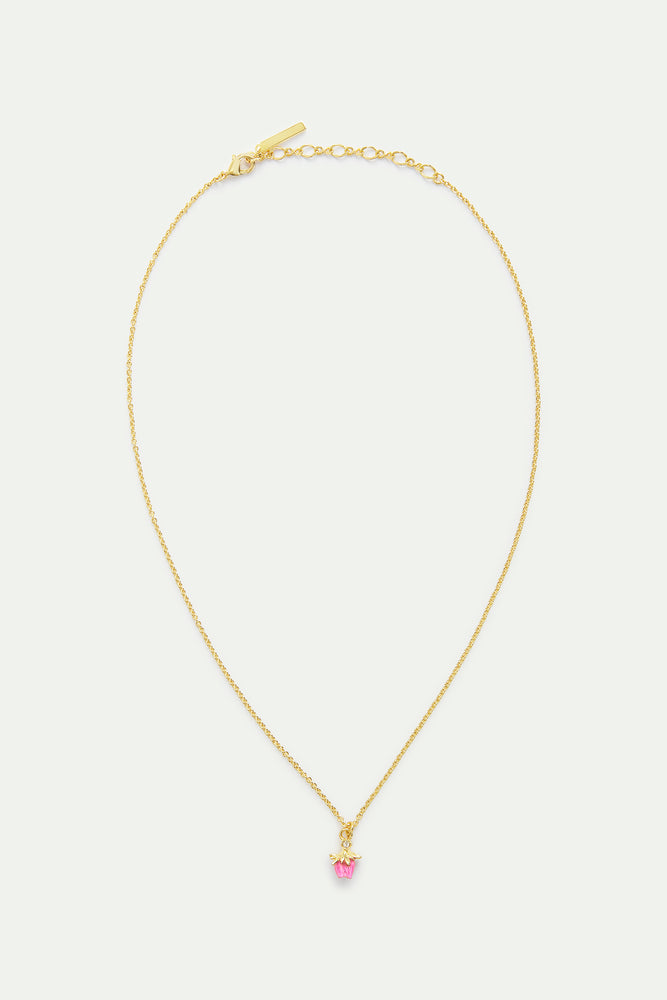Rosebud and White Crystal Pendant Necklace