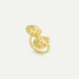 Gold Mushroom and Faceted Crystals Adjustable Ring
