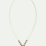 Purple Lady's Slipper Orchid Necklace with Black Faceted Glass Stones