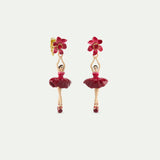Ballerina and Pink Clematis Post Earrings