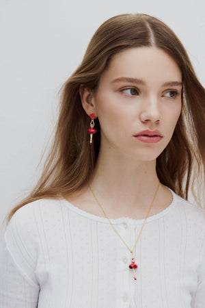 Ballerina and Pink Clematis Clip-On Earrings