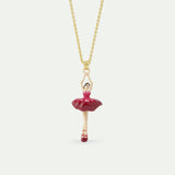 Ballerina with Pink Gradient Tutu Pendant Necklace