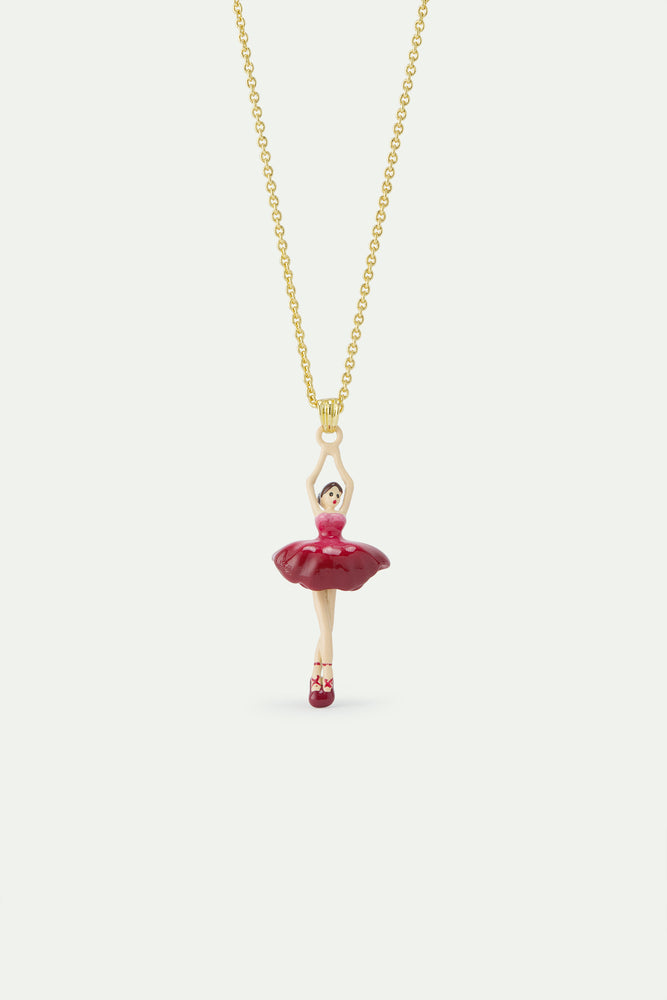 Ballerina with Pink Gradient Tutu Pendant Necklace