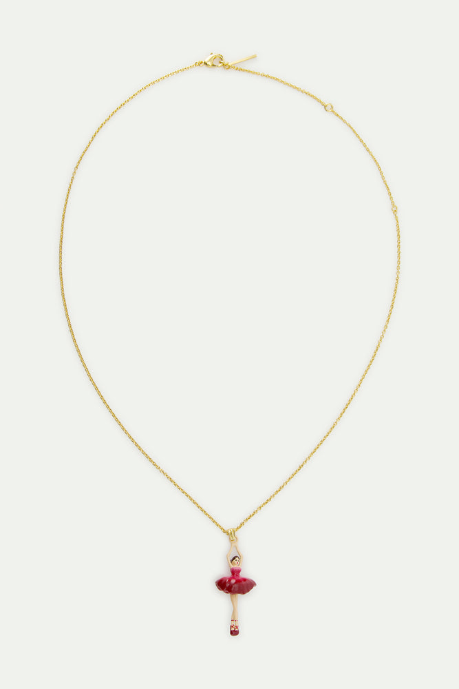 Ballerina with Pink Gradient Tutu Pendant Necklace