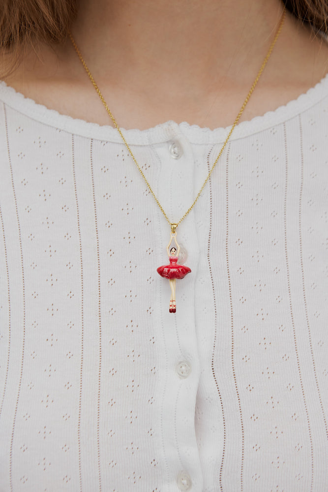 Ballerina with Pink Gradient Tutu Pendant Necklace