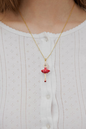 Ballerina with Pink Gradient Tutu Pendant Necklace