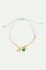 🎁 Mint Colored Silk Corded Gift Bracelet with Emerald Stone (100% off)