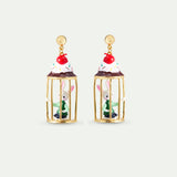 N2 Asymmetrical Dangle Post Earrings with Rabbit Hansel and Sweet Treats