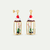 N2 Asymmetrical Dangle Post Earrings with Rabbit Hansel and Sweet Treats