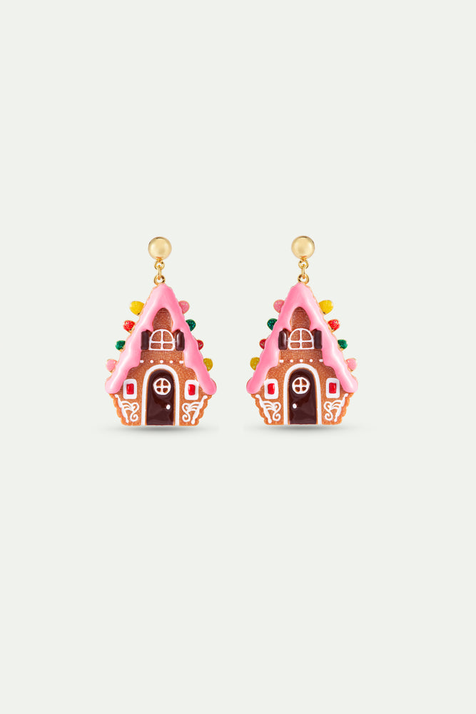 N2 Dangle Post Earrings with Hansel and Gretel Gingerbread House