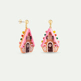 N2 Dangle Post Earrings with Hansel and Gretel Gingerbread House
