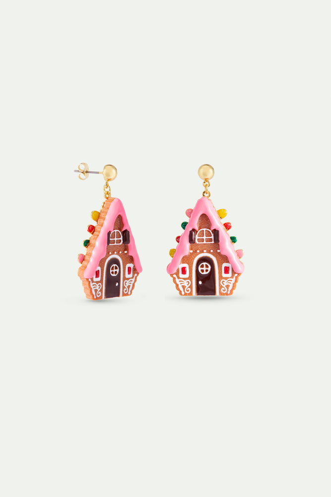 N2 Dangle Post Earrings with Hansel and Gretel Gingerbread House