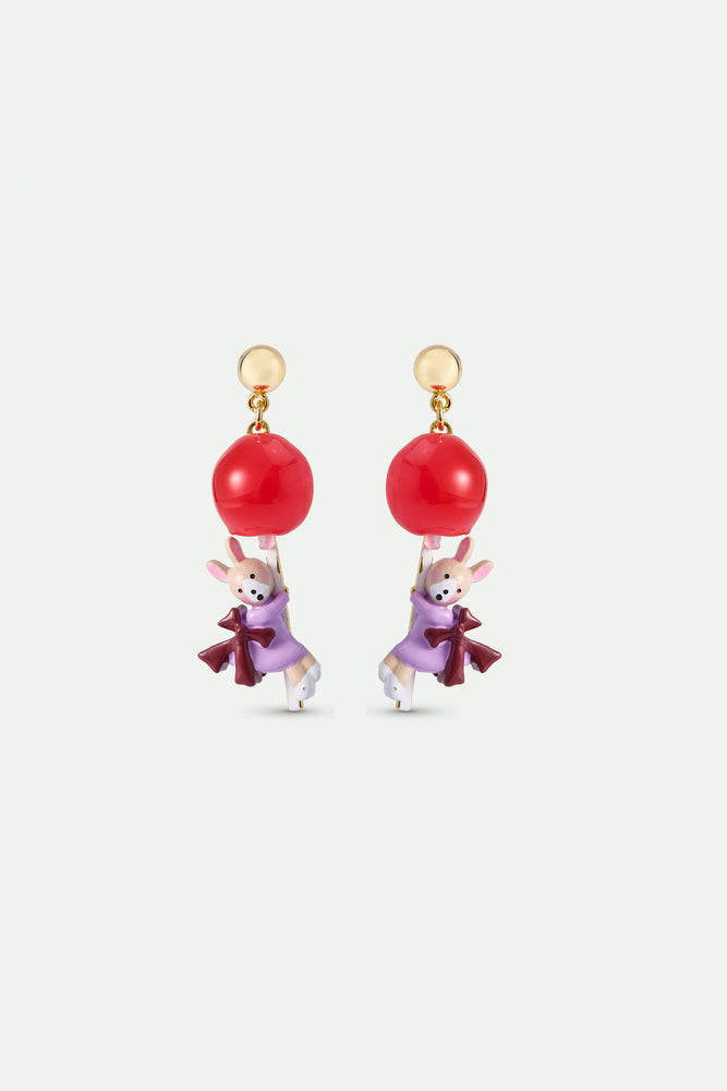 N2 Rabbit Gretel and Red Lollipop Clip-On Earrings