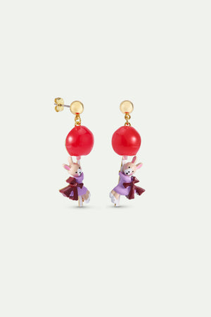 N2 Rabbit Gretel and Red Lollipop Pearl Post Earrings
