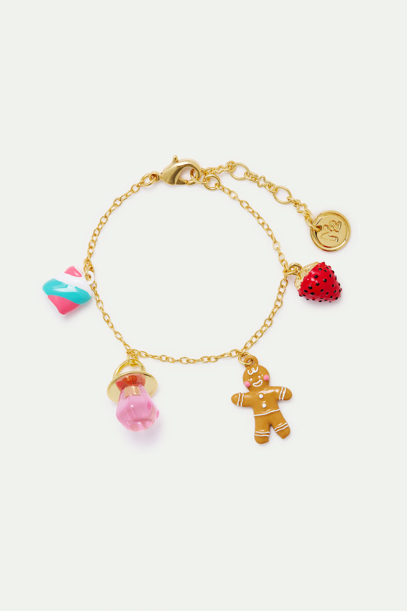 N2 Gingerbread Man, Strawberries, Lollipop and Marshmallow Fine Bracelet
