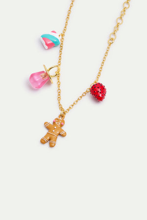 N2 Gingerbread Man, Strawberries, Lollipop and Marshmallow Fine Bracelet