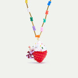 N2 Gretel Pendant Necklace with Strawberry and Cream and Colorful Beads