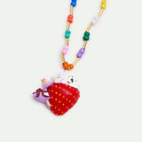 N2 Gretel Pendant Necklace with Strawberry and Cream and Colorful Beads