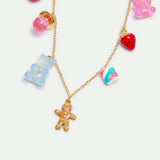 N2 Gingerbread Man, Marshmallow Bear, Lollipop and Strawberry Pendant Necklace
