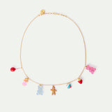 N2 Gingerbread Man, Marshmallow Bear, Lollipop and Strawberry Pendant Necklace
