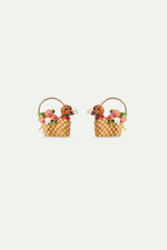Les Néréides Loves Animals - Basket, Dachshund and Flower Sleeper Earrings