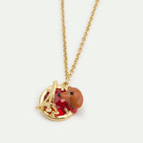 Les Néréides Loves Animals - Dachshund Fine Bracelet with Eiffel Tower and Garnet Red Stone