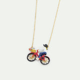 Les Néréides Loves Animals - Bicycle, Poodle and Bunch of Flowers Statement Necklace