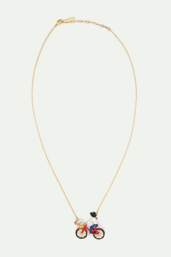 Les Néréides Loves Animals - Bicycle, Poodle and Bunch of Flowers Statement Necklace