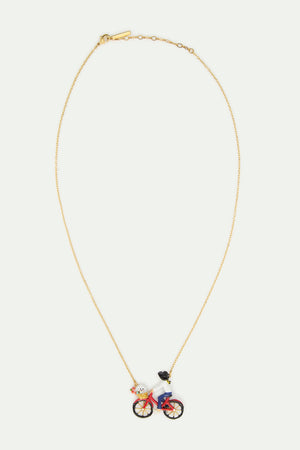 Les Néréides Loves Animals - Bicycle, Poodle and Bunch of Flowers Statement Necklace