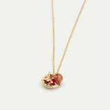 Les Néréides Loves Animals - Dachshund Pendant Necklace with Eiffel Tower and Garnet Red Stone