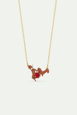 Les Néréides Loves Animals - Dachshund and Red Round Stone Statement Necklace